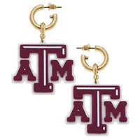 Women' CANVAS Style Texas A&M Aggies Resin Logo Drop Hoop Earrings