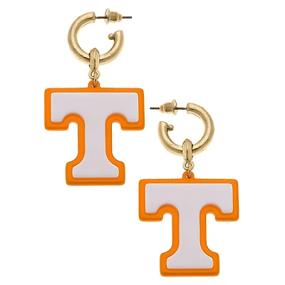 Women' CANVAS Style Tennessee Volunteers Resin Logo Drop Hoop Earrings