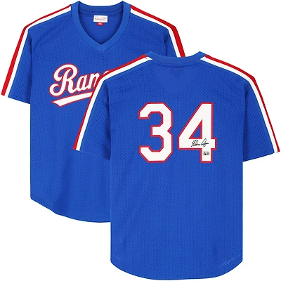 Nolan Ryan Texas Rangers Autographed Royal Mitchell & Ness Batting Practice Pullover Authentic Jersey