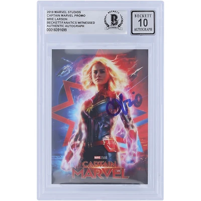 Brie Larson Captain Marvel Autographed 2019 Marvel Studios Promo #BL Beckett Fanatics Witnessed Authenticated 10 Card