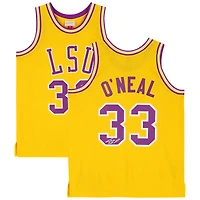 Shaquille O'Neal LSU Tigers Autographed Gold Mitchell & Ness 1990 Home Swingman Jersey