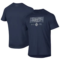 Men's Under Armour  Navy Navy Midshipmen Silent Service Stacked Slim Fit Tech T-Shirt