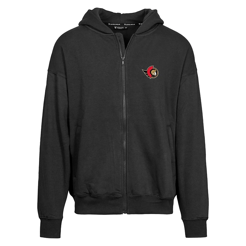 Men's Levelwear Black Ottawa Senators  Uphill Insignia Full-Zip Hoodie