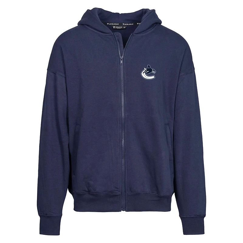 Men's Levelwear Navy Vancouver Canucks Uphill Insignia Full-Zip Hoodie