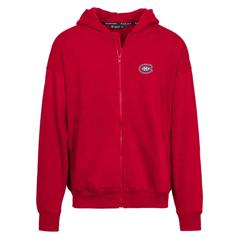 Men's Levelwear Red Montreal Canadiens  Uphill Insignia Full-Zip Hoodie