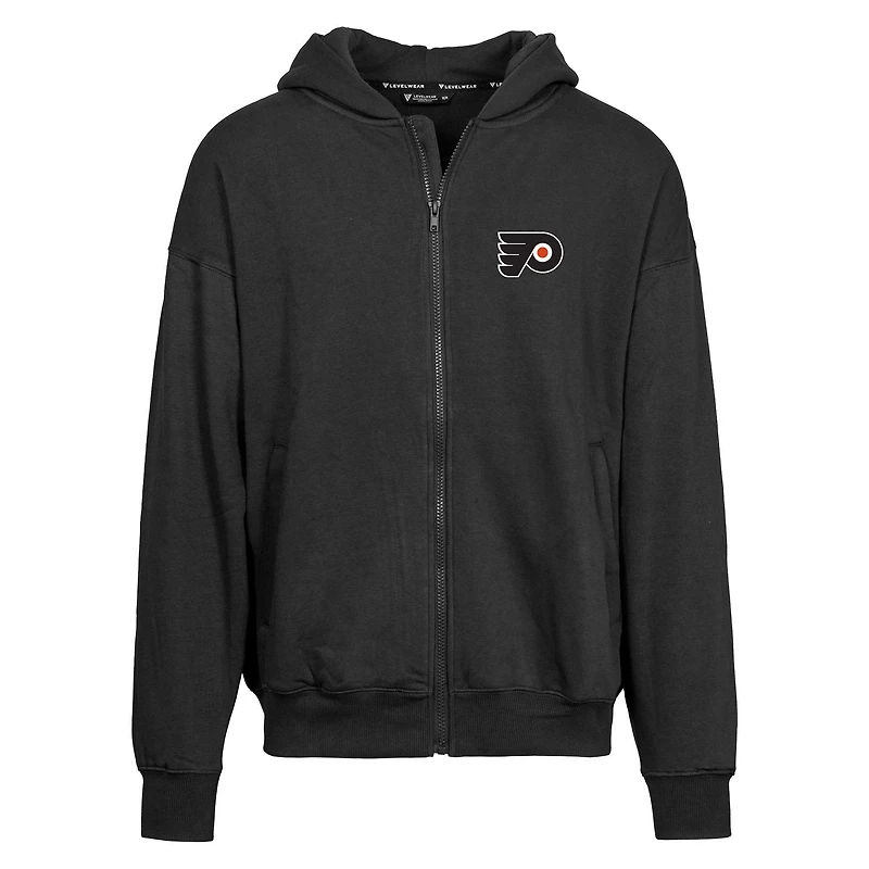 Men's Levelwear Black Philadelphia Flyers  Uphill Insignia Full-Zip Hoodie