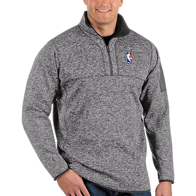 Men's Antigua  Heather Gray NBA Big & Tall Fortune Quarter-Zip Pullover Jacket