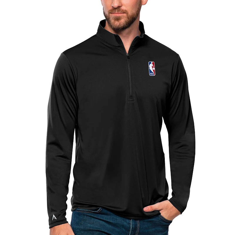 Men's Antigua  Black NBA Tribute Quarter-Zip Pullover Top