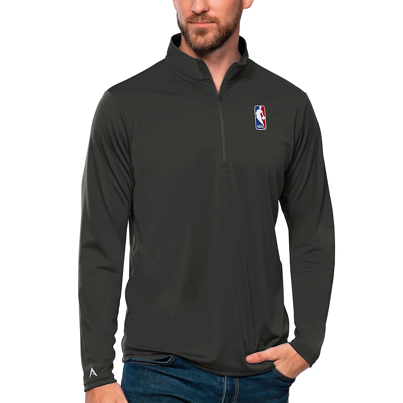 Men's Antigua  Gray NBA Tribute Quarter-Zip Pullover Top