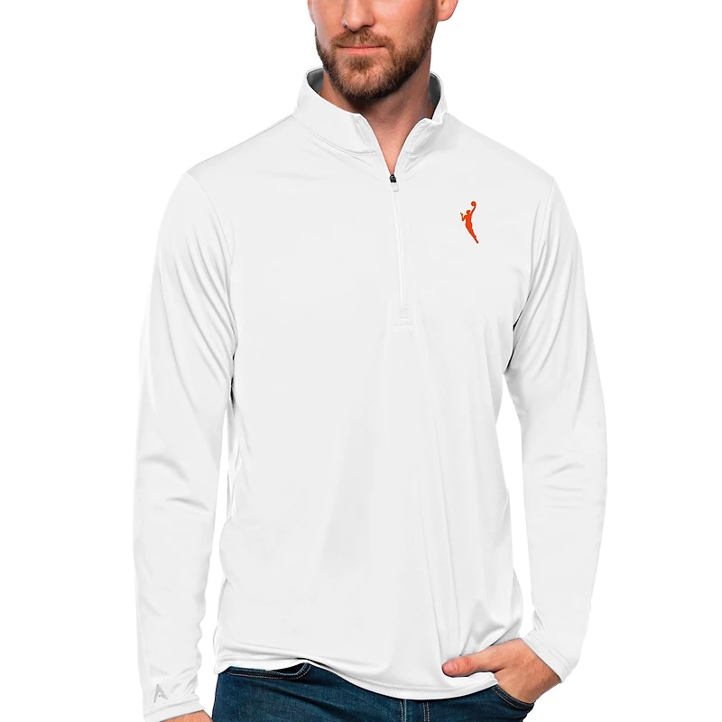 Men's Antigua White WNBA Logowoman Tribute Quarter-Zip Pullover Top