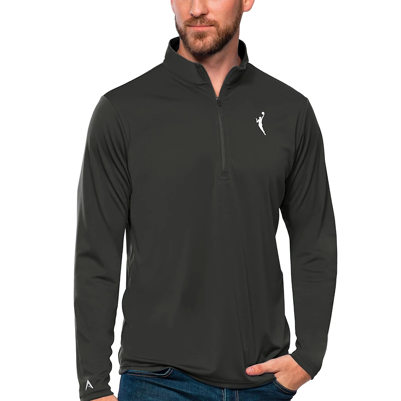 Men's Antigua  Charcoal WNBA Logowoman Tribute Quarter-Zip Pullover Top