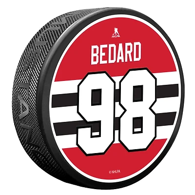 Connor Bedard Chicago Blackhawks Name & Number Puck