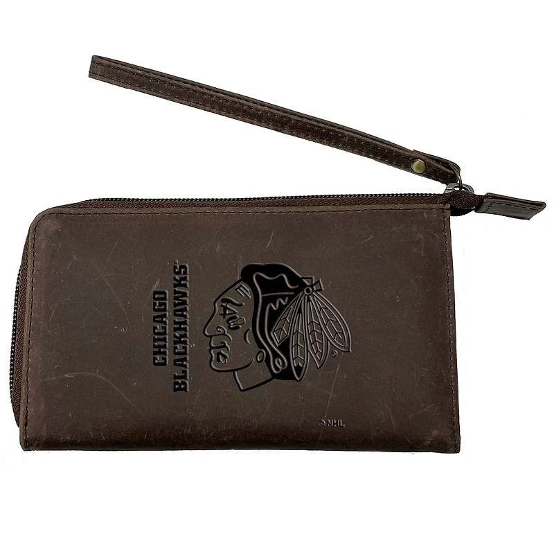 Brown Chicago Blackhawks Cell Phone Wristlet Wallet