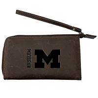 Brown Michigan Wolverines Cell Phone Wristlet Wallet