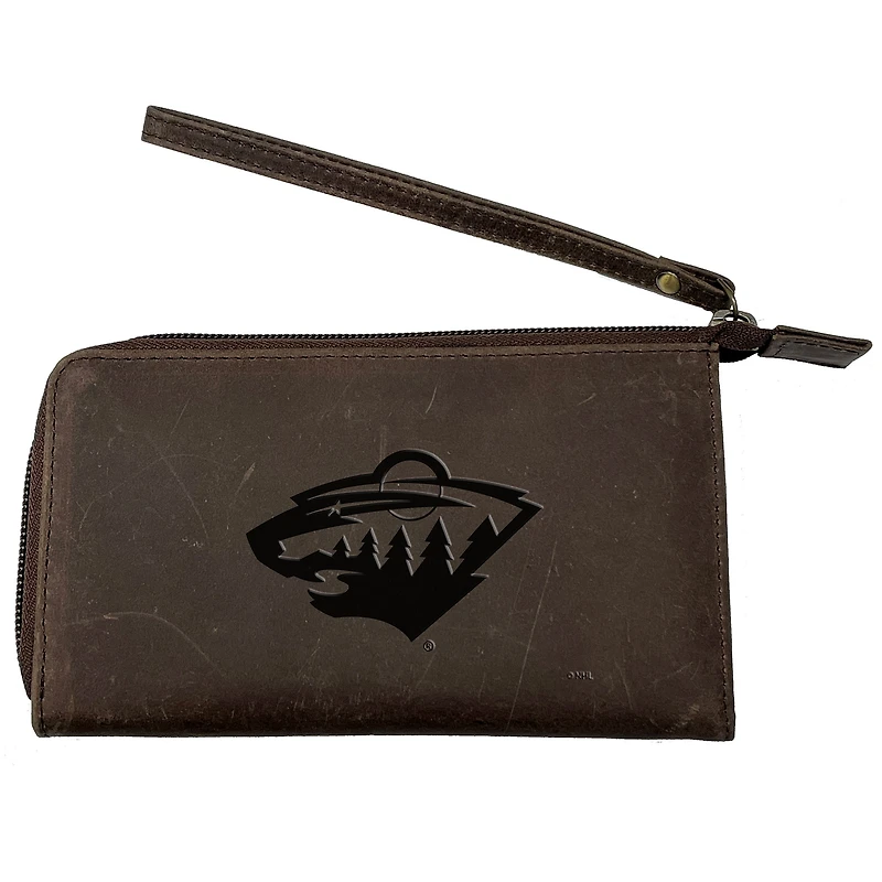 Brown Minnesota Wild Cell Phone Wristlet Wallet