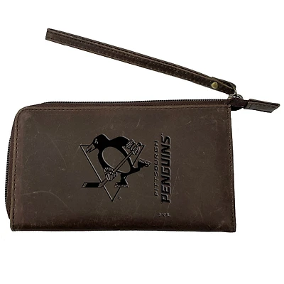 Brown Pittsburgh Penguins Cell Phone Wristlet Wallet