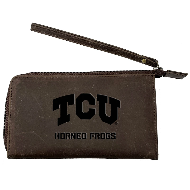 Brown TCU Horned Frogs Cell Phone Wristlet Wallet
