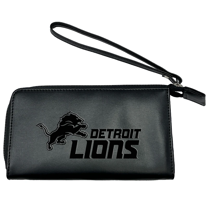Black Detroit Lions Cell Phone Wristlet Wallet