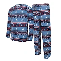 Men's Concepts Sport Navy Atlanta Braves Knit Ugly Sweater Long Sleeve Top & Pants Set