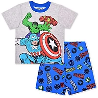 Preschool  Gray/Blue Captain America Graphic T-Shirt & Shorts Set
