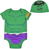 Infant Green Hulk  Bodysuit and Hat Set