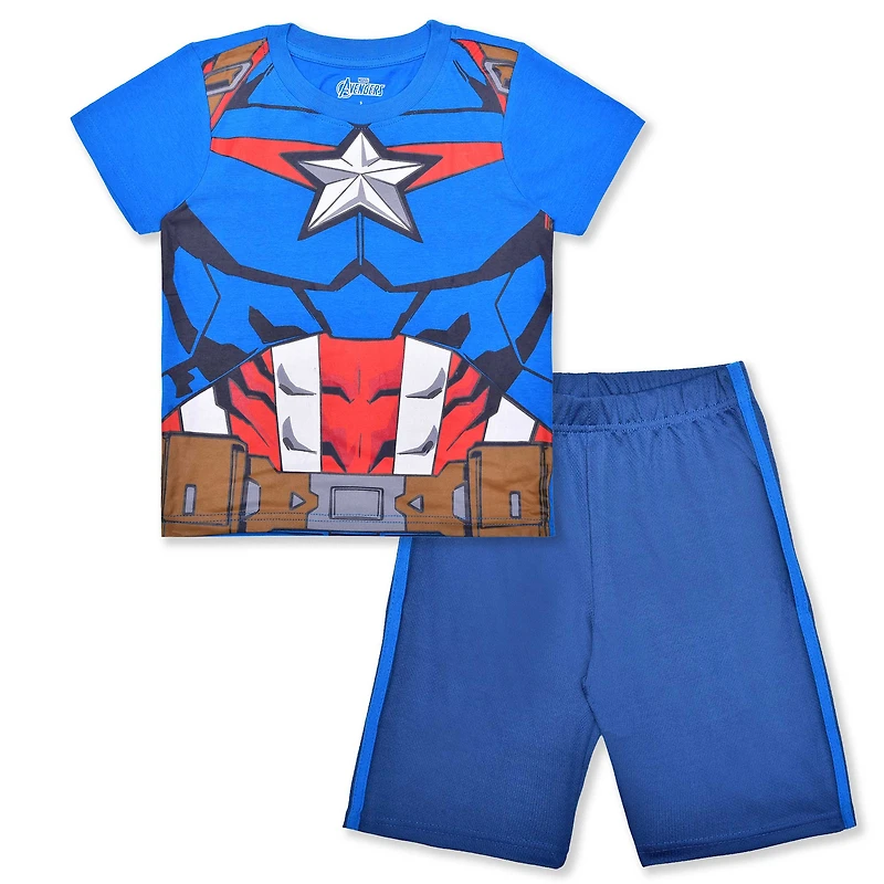 Preschool  Blue Captain America T-Shirt and Shorts Set