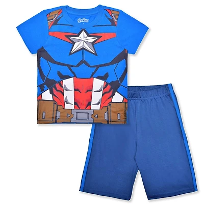 Preschool  Blue Captain America T-Shirt and Shorts Set