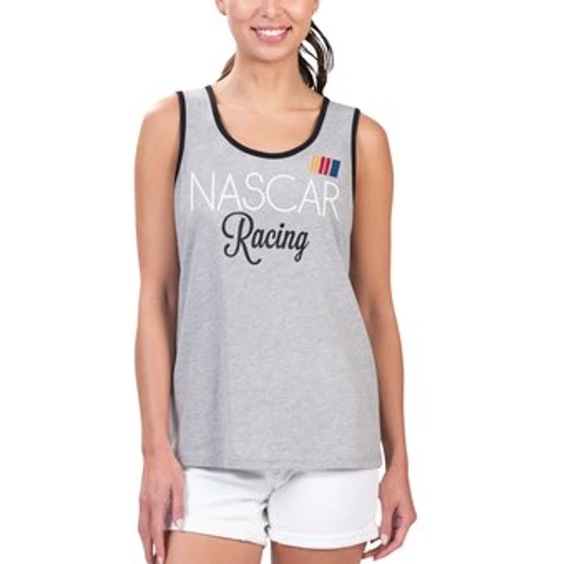 Women's G-III 4Her by Carl Banks Heather Gray NASCAR Fastest Lap Fashion Tank