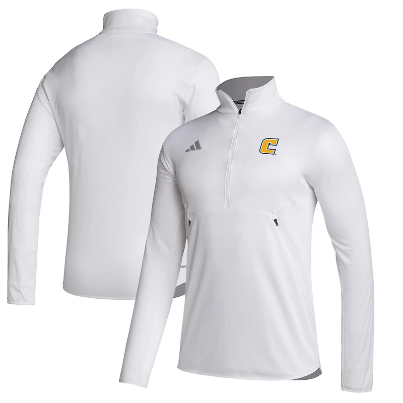 Men's adidas White Tennessee Chattanooga Mocs Stadium Knit Quarter-Zip Pullover Jacket