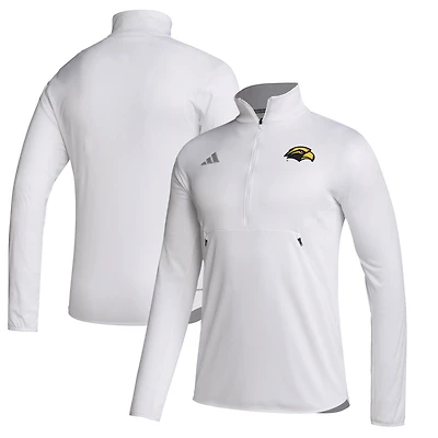 Men's adidas White Southern Miss Golden Eagles Stadium Knit Quarter-Zip Pullover Jacket