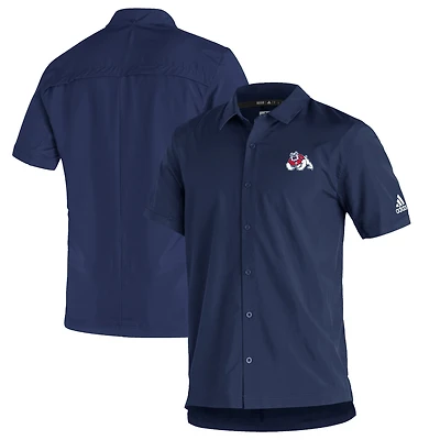 Men's adidas  Navy Fresno State Bulldogs Sideline Button-Up Polo