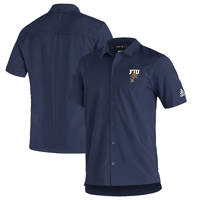 Men's adidas  Navy FIU Panthers Sideline Button-Up Polo