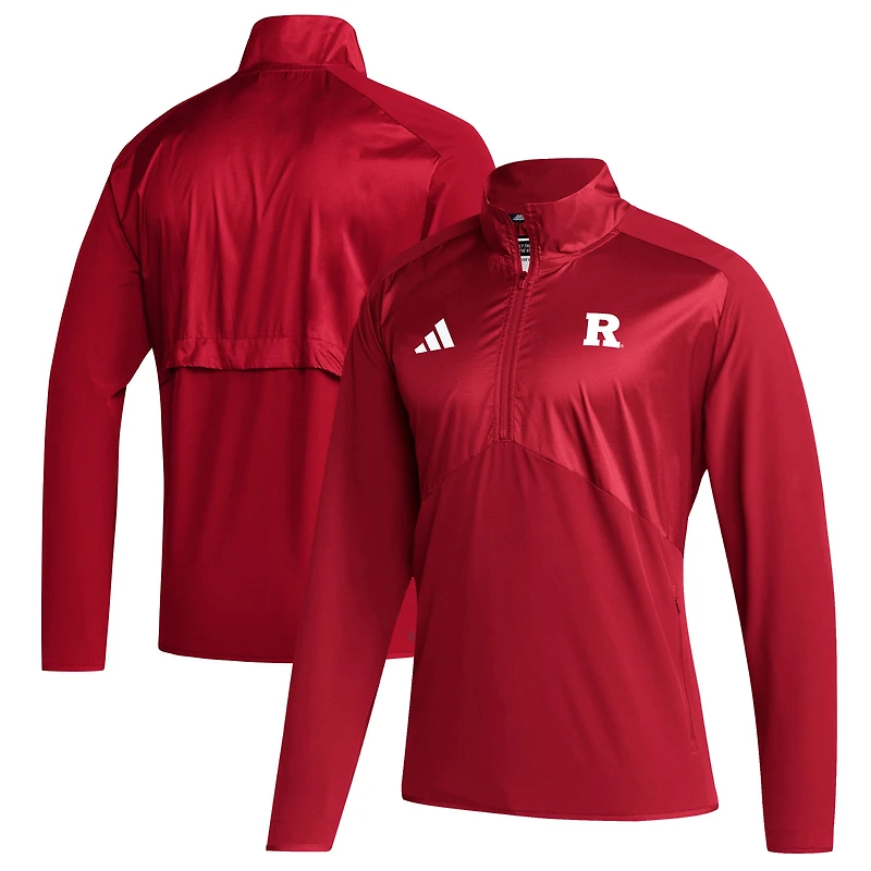 Men's adidas Scarlet Rutgers Scarlet Knights Sideline Quarter-Zip Pullover Top