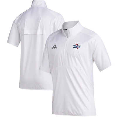 Men's adidas  White Tulsa Golden Hurricane Sideline Quarter-Zip Polo