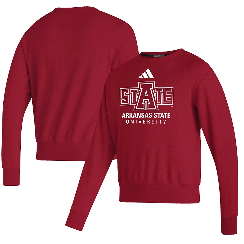 Men's adidas Scarlet Arkansas State Red Wolves Premium Retro Pullover Sweatshirt