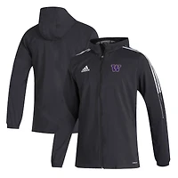 Men's adidas  Black Washington Huskies Tiro 21 Full-Zip Windbreaker Jacket