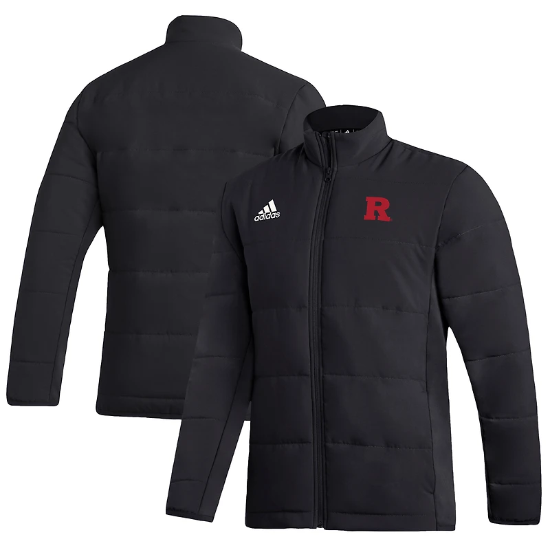Men's adidas  Black Rutgers Scarlet Knights Midweight Full-Zip Jacket