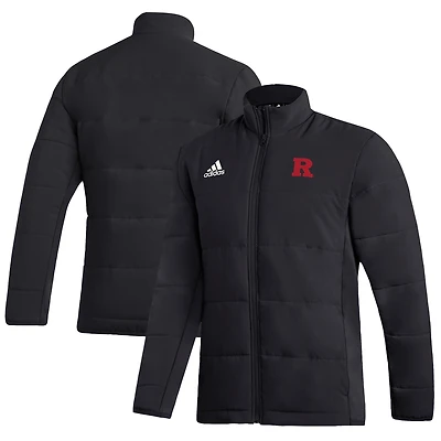 Men's adidas  Black Rutgers Scarlet Knights Midweight Full-Zip Jacket