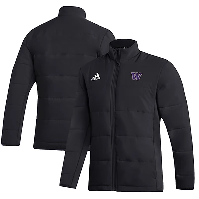 Men's adidas  Black Washington Huskies Midweight Full-Zip Jacket