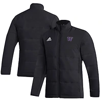 Men's adidas  Black Washington Huskies Midweight Full-Zip Jacket