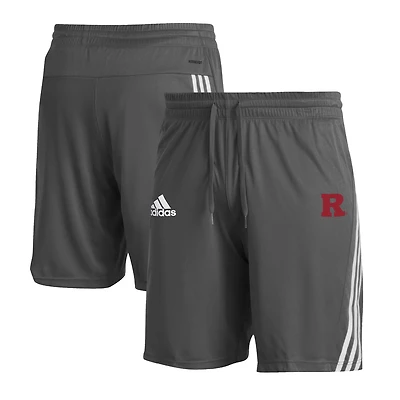 Men's adidas  Gray Rutgers Scarlet Knights Three-Stripe Knit Shorts