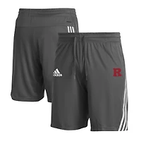 Men's adidas  Gray Rutgers Scarlet Knights Three-Stripe Knit Shorts