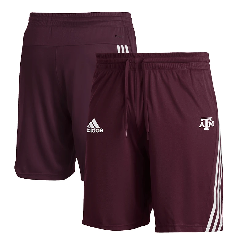 Men's adidas  Maroon Texas A&M Aggies Three-Stripe Knit Shorts