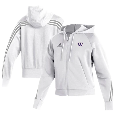 Women's adidas  White Washington Huskies Fashion Full-Zip Hoodie