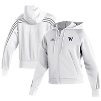 Women's adidas  White Washington Huskies Fashion Full-Zip Hoodie