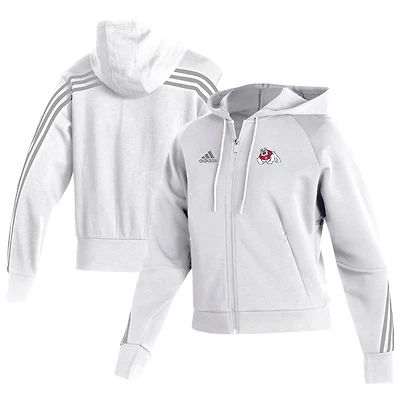 Women's adidas  White Fresno State Bulldogs Fashion Full-Zip Hoodie