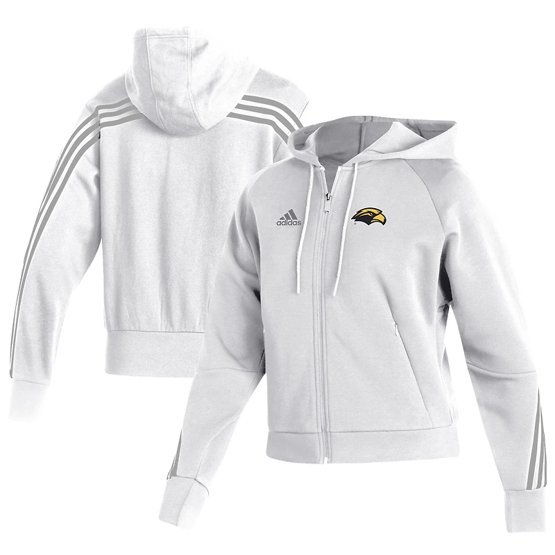 Women's adidas  White Southern Miss Golden Eagles Fashion Full-Zip Hoodie