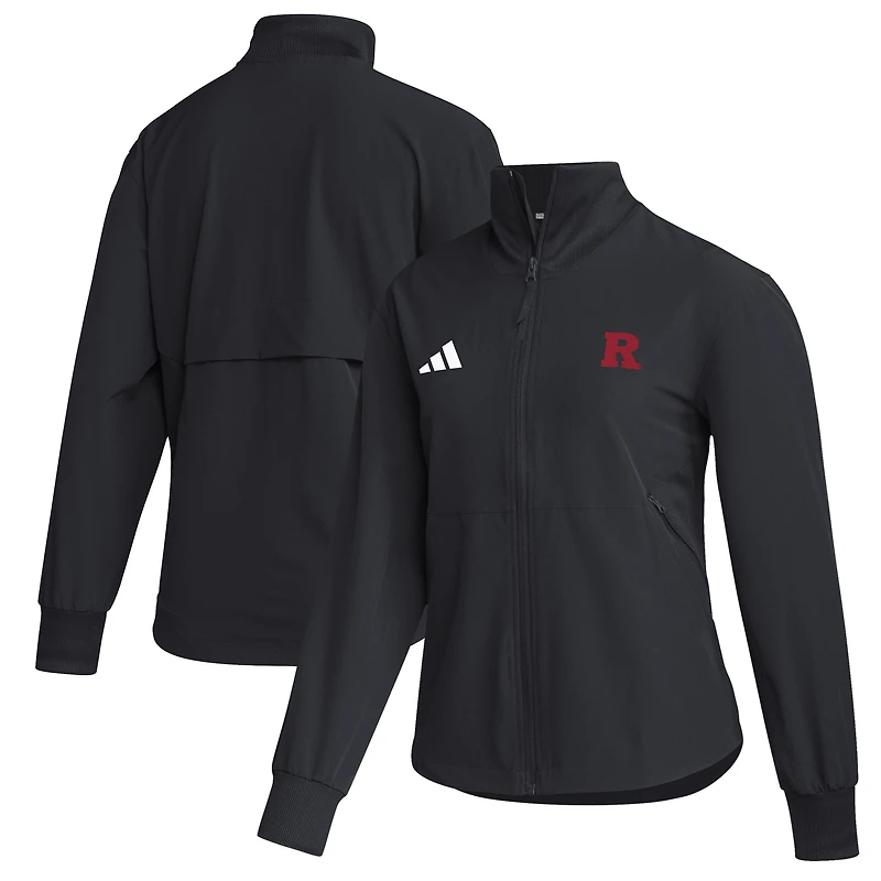 Women's adidas  Black Rutgers Scarlet Knights Travel Full-Zip Woven Jacket