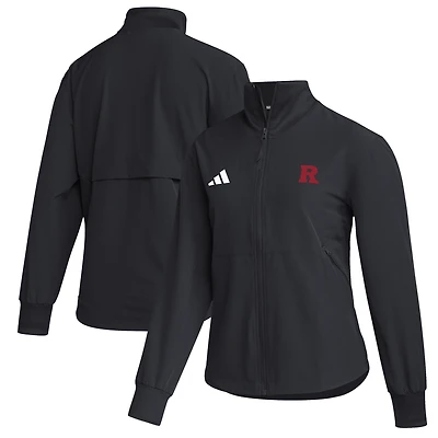 Women's adidas  Black Rutgers Scarlet Knights Travel Full-Zip Woven Jacket