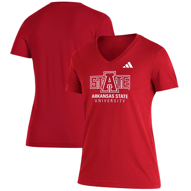 Women's adidas Scarlet Arkansas State Red Wolves Blend V-Neck T-Shirt